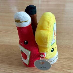 Plush Condiment Toy Set - Ketchup, Mustard and BBQ Sauce